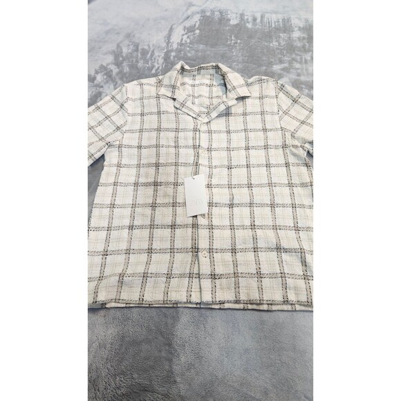 Zara Men's Large Beige Textured Check Shirt NWT - Picture 1 of 8